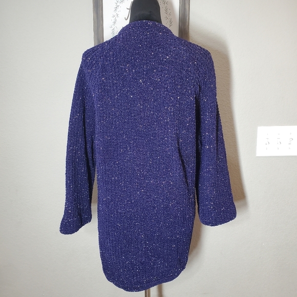Women's Navy Blue Open Front Knit Long Sleeve Cardigan Size Large/XL EUC - Picture 6 of 14